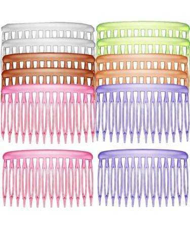 yueXinCh 12 pieces Tortoise side comb plastic tooth comb colorful hairpin comb plastic hair side comb ladies hair accessories hair accessories suitable for fine hair (14 teeth)