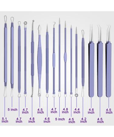 Xesscare 16 Pcs Pimple Popper & Blackhead Remover Tool Kit - Professional Acne Extraction Set with Metal Case - Purple - Buy Online on GoSupps.com
