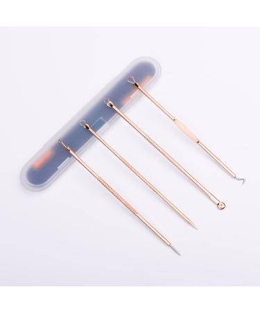 Ducare Blackhead Remover Set - 4-Piece Professional Comedone Extractor Kit for Acne & Pimples - Gold Facial Care Case - Buy Online on GoSupps.com