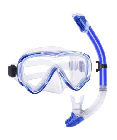 SwimStars Snorkel Set for Adults & Kids - Anti-Fog Mask with Adjustable Strap and Purge Valve Snorkel - Ideal for Snorkeling & Swimming Adult Blue
