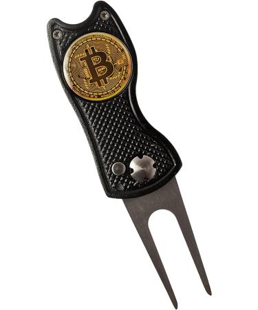 HODL 21 Bitcoin Golf Divot Repair Tool - All-Metal 3-in-1 Golf Multitool | Foldable with Pop-up Button & Magnetic Ball Marker - Buy Online on GoSupps.com