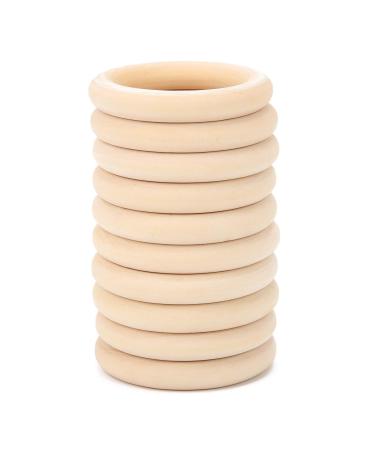 65mm Unfinished Wooden Rings Baby Natural Teething Circles for Craft Pendant Connectors 10 Pack (65mm)