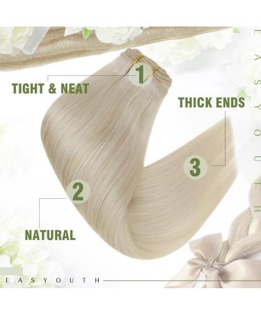 Easyouth Platinum Blonde Human Hair Sew in Weft Extensions 14 Inch - 70g | Double Weft #60 - Buy Online on GoSupps.com