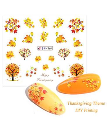 Fall Nail Stickers - Halloween & Thanksgiving Nail Art Decals | 12 Sheets Maple Leaf Pumpkin Turkey Water Transfer Stickers for DIY Thanksgiving Day Decor - Women, Girls, Kids - Buy Online on GoSupps.com