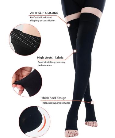 Shop Merchan Knee Compression Stockings Class 3 Varicose Vein Support Above Knee Black | International Shipping Available - Buy Online on GoSupps.com