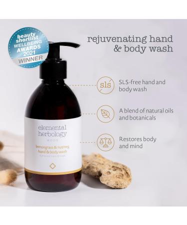 Elemental Herbology Lemongrass & Nutmeg Aromatherapy Body Wash - SLS-Free Rejuvenating Daily Cleanser - 9.8 Fl Oz - International Shipping Available - Buy Online on GoSupps.com