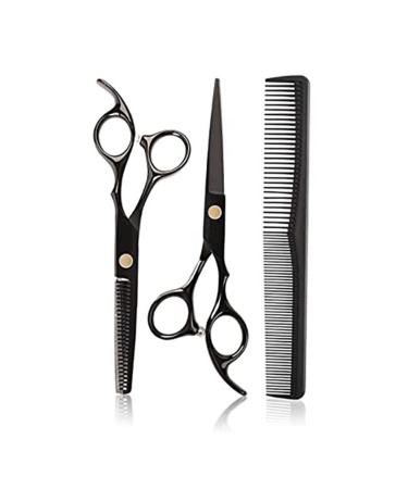 Qukaim Barber Cutting Scissors Kit Hairdressing Shears Set Incisive Stainless Steel Professional Haircut Scissors Kit for Barber Black 6.7in