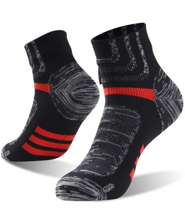 RANDY SUN Waterproof Socks, Unisex Cycling/Hunting/Fishing/Running Ankle Socks 1 Pair Deal-1 Pair-black&red-waterproof Ankle Socks Large