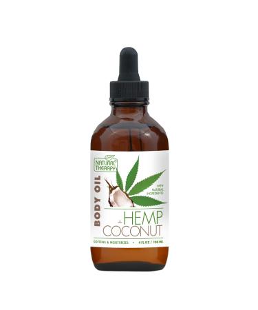 Natural Therapy Body Oil with Hemp & Coconut - Dry Skin Moisturizer and Hydrating Massage Oil - Increase Skin Elasticity and Provide Anti-Aging Support for Face and Body (4 fl.oz)