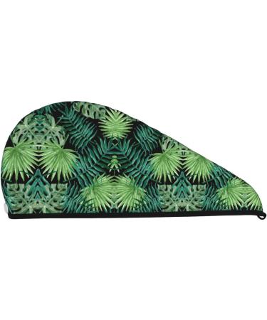 Transparent Palm Leaf Coral Velvet Hair Cap | Quick-Dry Towel Wrap for Travel & Home - Unisex Design - Buy Online on GoSupps.com