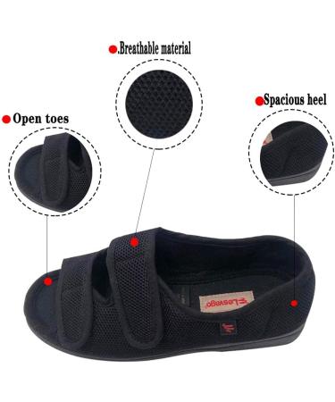 JBTNBX Women's Diabetic Slippers - Adjustable Closure, Wide Width Sandals for Edema & Arthritis - Black, Size 8 - Buy Online on GoSupps.com