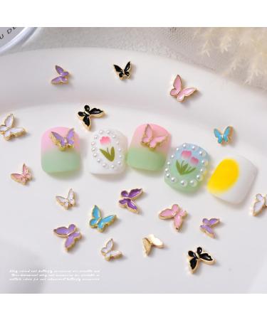 FEIlei 5Piece Colorful Metal Butterfly Nail Decoration Butterfly Charm for DIY Manicure - Buy Online on GoSupps.com
