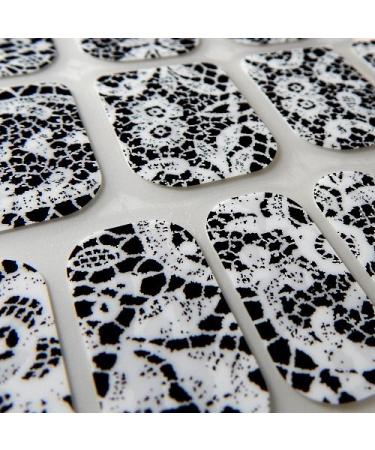 Chix Nails Designer Fingers Toes Vinyl Foils Minx Trendy Style Nail Wraps White With Black Lace Designer White With Black Lace