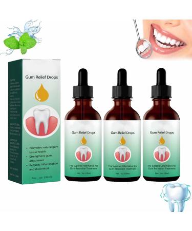 Gums re -grow drops natural gums restore plus liquid drops of mouthwash repair of gum loss improvement in oral health and gum problems (3PC)