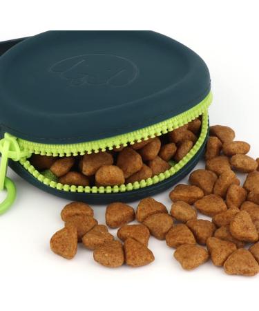 Portable Silicone Dog Training Treat Bags - 2 Pack Easy to Clean Odorless Zip Design Dark Green & White - Buy Online on GoSupps.com