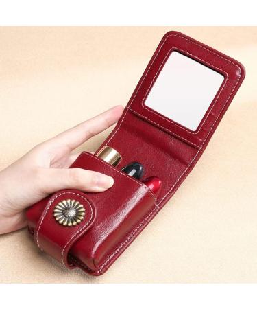 VALICLUD Travel Vanity Bag - Stylish Pocket Mirror & Lipstick Organizer - Portable Cosmetic Pouch for Purse - Claret - Buy Online on GoSupps.com