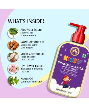 Mom & World Kidsy Brahmi & Amla Shampoo & Conditioner for Kids | Sulfate-Free Natural Oils 240ml - International Shipping Available - Buy Online on GoSupps.com