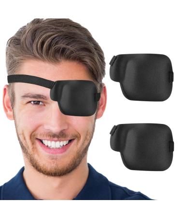 AMZVIO 2PCS Adjustable 3D Eye Patches for Adults - Soft Medical Eye Patch for Lazy Eye After Surgery & Pirate Cosplay - Black Large Size (Left Eye - Buy Online on GoSupps.com