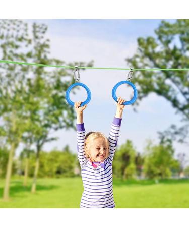 Dolibest 2PCS Round Trapeze Swing Bar Rings with Carabiners - Outdoor Ninja Swing Set Accessories for Kids - Blue Fitness Ring Set - Buy Online on GoSupps.com