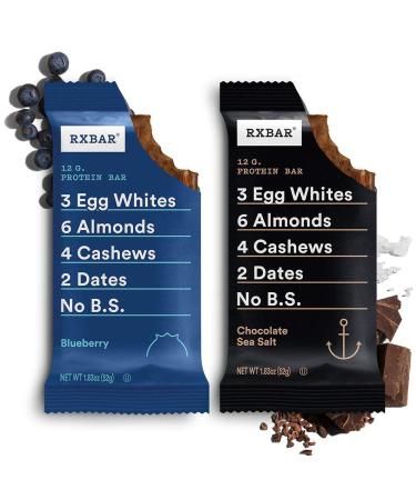 RXBAR Chocolate Sea Salt & Blueberry Variety Pack - High Protein Snack - 4 Bars x 1.83 oz - Pack of 6 - Gluten Free - 24 Count - Buy Online on GoSupps.com