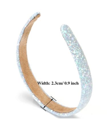 LONEEDY 3 Pack Glitter Sequins Hard Headbands for Kids & Women - Pink, Sky Blue, White - Buy Online on GoSupps.com