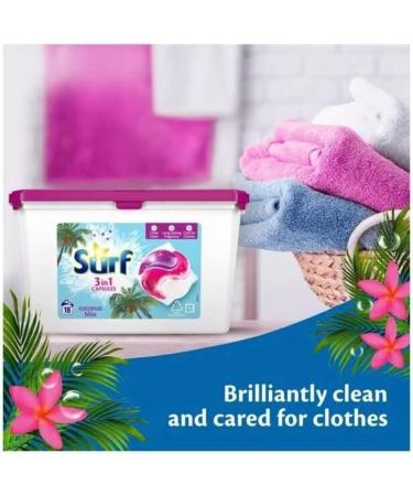 Surf Washing Capsules Coconut Bliss 3 in 1 Capsules 18 washes - Buy Online on GoSupps.com