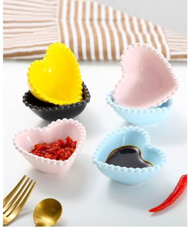 Classic Dip Bowls Ceramic Snack Dish Heart-Shaped Dipping Bowl Salad Tomato Sauce Dish Suitable for Family Restaurant Kitchen 4 Pieces Snack Dish Tray - Buy Online on GoSupps.com