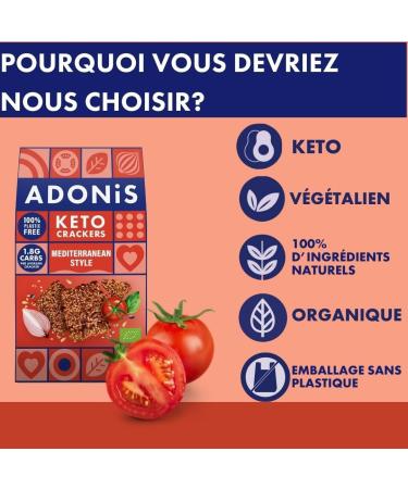 Adonis Keto Olive and Chia Seed Crackers (pack of 10 crackers of 60g) | Vegan and Keto l 100% Natural l Gluten Free  - Buy Online on GoSupps.com