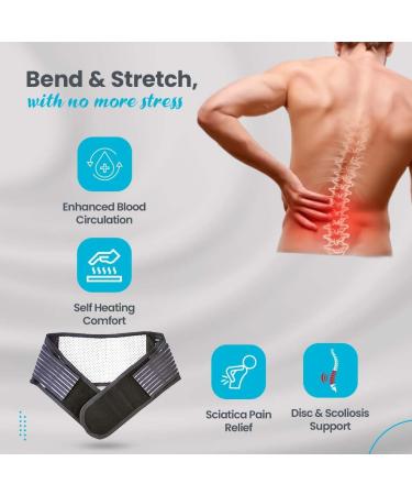 Self-Heating Purple Bubble Lumbar Belt for Men & Women - 20 Magnet Back Brace for Sciatica, Herniated Disc, Scoliosis - M (Waist 29-34) - Black - Buy Online on GoSupps.com
