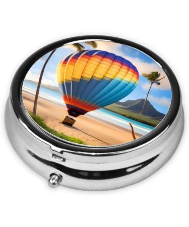 Hawaii Hot Air Balloon Pill Box - 3 Compartment Portable Organizer for Purse & Pocket - Travel Essential - Buy Online on GoSupps.com