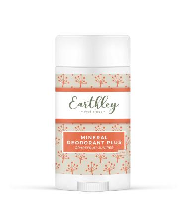 Earthley Wellness  Mineral Deodorant Plus  All Natural Deodorant  Eliminates Scent  Promotes Lymphatic System Health  Improves Pit Health  Vegan  Aluminum Free (2.5oz) (Grapefruit-Juniper)