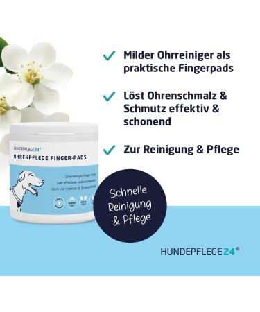 Dog Care24 Ears Cleaner Finger Pads - 50 Gentle & Effective Ear Care Pads for Dogs Cats & Small Animals - Buy Online on GoSupps.com