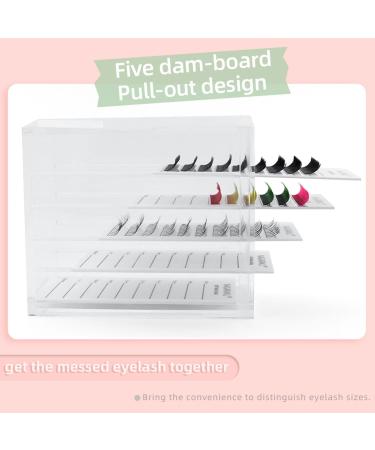 Nagaraku Acrylic 5-Layer Eyelash Extension Storage Box - 250 Tape Strip Makeup Display Holder & Dust Sealer Organizer for False Eyelashes - Transparent Layered Cabinet - Buy Online on GoSupps.com