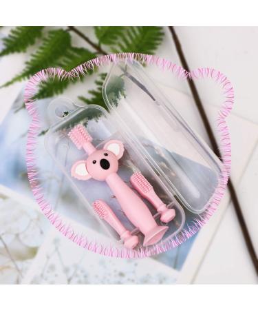 Vicloon Baby and Toddler Toothbrush Set - 3 PCS Soft Silicone Toothbrush with Cute Koala Design | Food Grade, Replacement Heads | Oral Care for 0-3 Year Old (Pink) - Buy Online on GoSupps.com