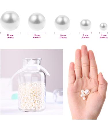 Ivory Pearl Craft Beads - 800pcs Loose Pearls for Jewelry Making, Crafts, Decoration - Vase Filler in Assorted Sizes by Anezus - Buy Online on GoSupps.com