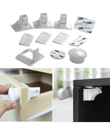Sylbx magnetic cabinet lock magnetic baby fuse invisible child locking adhesive tape without drilling or tool 4 locks + 1 key for cupboards drawers etc.