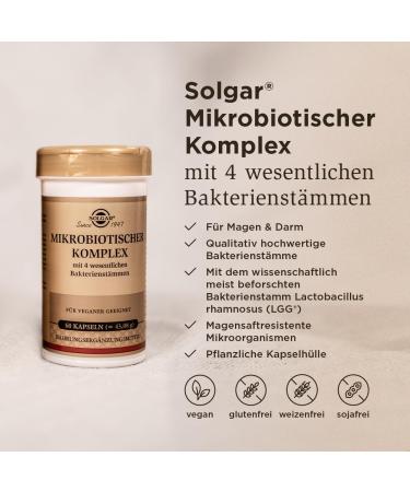 Solgar Microbiotic Complex - 4 Essential Bacterial Strains for Digestive Health | 60 Vegan Gastric Juice Resistant Capsules | International Shipping Available - Buy Online on GoSupps.com