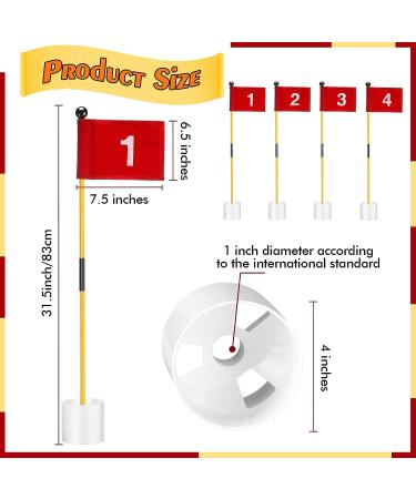 Mini Golf Flagsticks Set - 3 Feet Portable Glass Fiber, Numbered 1-4 Flags, for Kids, Yard & Backyard Golf Course - Putting Green Cups Included - Buy Online on GoSupps.com