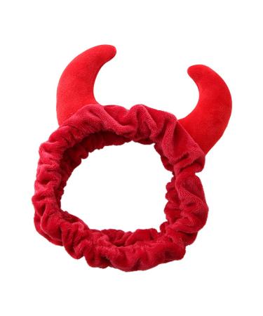 S-Trouble Pl sch Red Ochse Devil Demon H rner Headband Make-up Shower Wash Face Sport Section Hairband Female Girls Funny Festival New Year Party Bandana Turban - Buy Online on GoSupps.com
