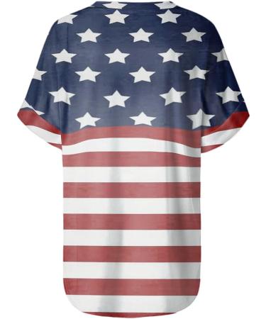 4th of July Women's Loose Fit Shirt - Patriotic Stars & Stripes Tee (Blue, XXL) - Buy Online on GoSupps.com