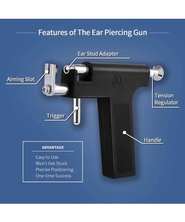Self Ear Piercing Gun Kit with 12 Pairs of CZ Ear Studs - Salon and Home Use - Buy Online on GoSupps.com