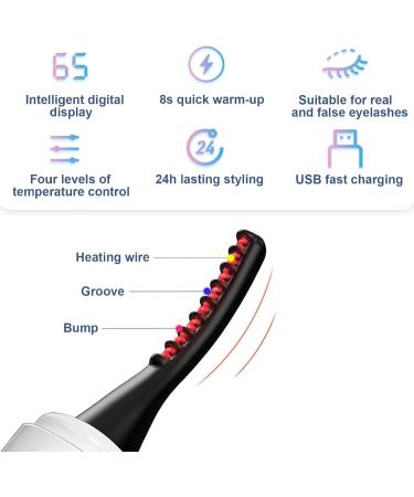 Heated Eyelash Curler 1 Set Double-Sided Anti-Burn Electric Eyelash Curler 4 Temp Settings Heated Lash Curler Rechargeable Eyelash Curlers with Comb for Women Gifts White - Buy Online on GoSupps.com