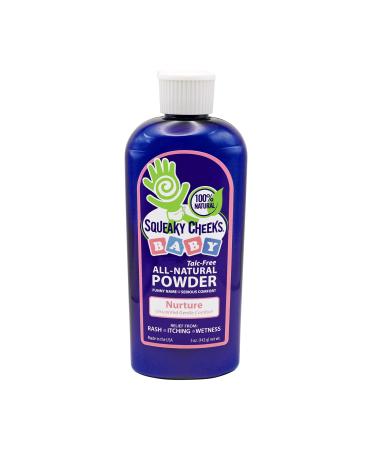 Squeaky Cheeks Baby Powder (5oz) | Organic | Unscented Talc-Free and All Natural Powder | Effective Relief from Rash Wetness and Itching | Also Ideal for Adults