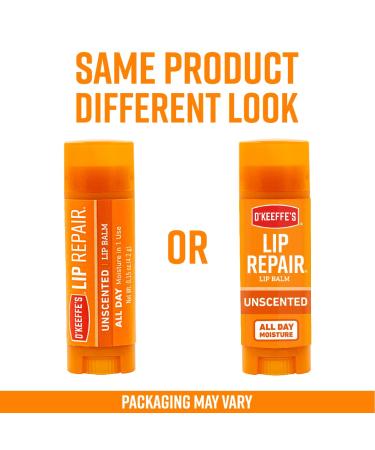 O'Keeffe's Unscented Lip Repair Balm for Dry Cracked Lips - Pack of 3, 0.15 Ounce Sticks - Buy Online on GoSupps.com