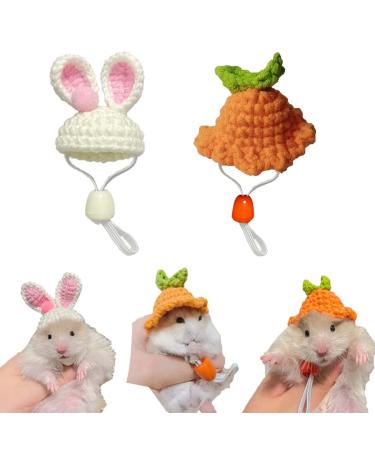 Mini Hand Knitted Hat Tiny Top Hats Hat Cute Pet Hat for Small Animals Like Hamsters Rats Snakes Lizards Guinea Pigs Clothes for Holiday Party Clothes Photo Props (2 PCS)