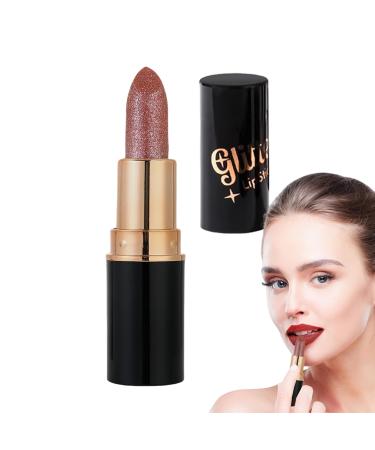 YNPQTDS Long-Lasting Glitter Lipstick Waterproof Long-Lasting Lip Gloss | Long-Lasting Waterproof Glossy Lipstick Makeup for Women Parties and Weddings