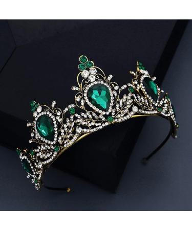 FRCOLOR Vintage Crown Headdress Rhinestone Diamond Tiara Headband Bridal Crown Baroque Queen Tiara Alloy Hair Hoop Bridal Hair Accessories for Christmas Party Headband Wedding Proms Green - Buy Online on GoSupps.com