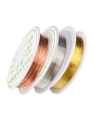 Healeved Copper Wire for Accessories Nail Decoration Line Flexible Beading Wire Acrylic Nail Bead Stringing Wire Nail Art Decoration Wire Metal Bracelet Wire Jewelry Wire Gold Thread Golden medium