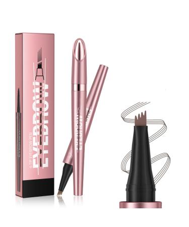 Eyebrow Microblading Pencil 3D Waterproof Eye Brow Contouring Pen 4-Tipped Precise Brow Pen Natural Fine Stroke Magic Makeup Eyebrow Pencils Gifts for Women Mom Sisters Friend Coworker Dark Brown