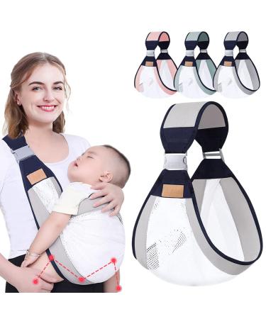 HINATAA Breathable Baby Sling Adjustable Baby Carrier Baby Carrier Wrap Quick Dry Thick Shoulder Straps for 0-36 Months Baby (Grey b)